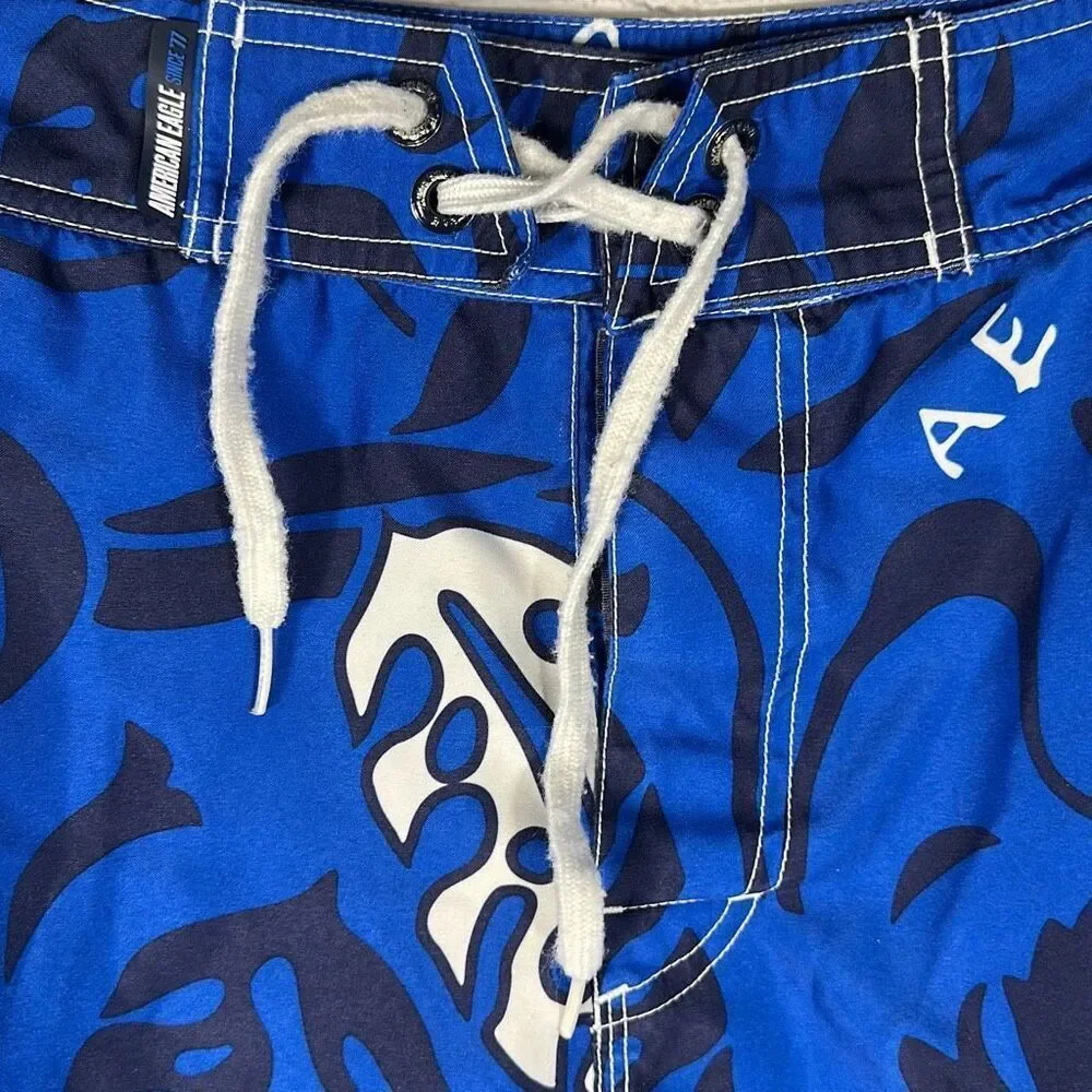 American Eagle Men’s‎ Blue Floral Swim Trunks Swimwear Board Shorts size 33